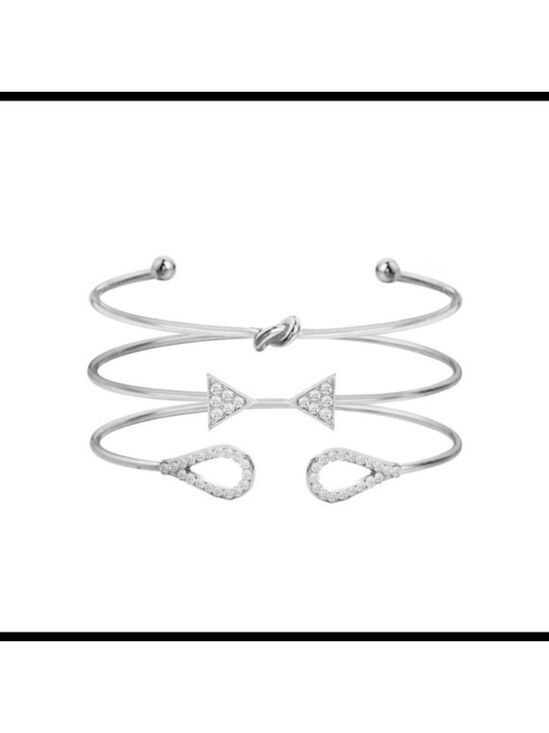 Jewelry - Set of 3 Silver Rhinestone Bangle Bracelets